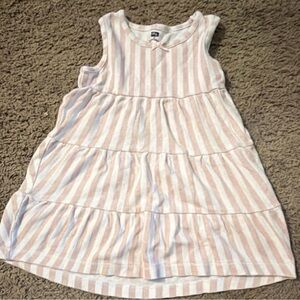 GAP Girls Pink & White Striped Sleeveless Tiered Dress